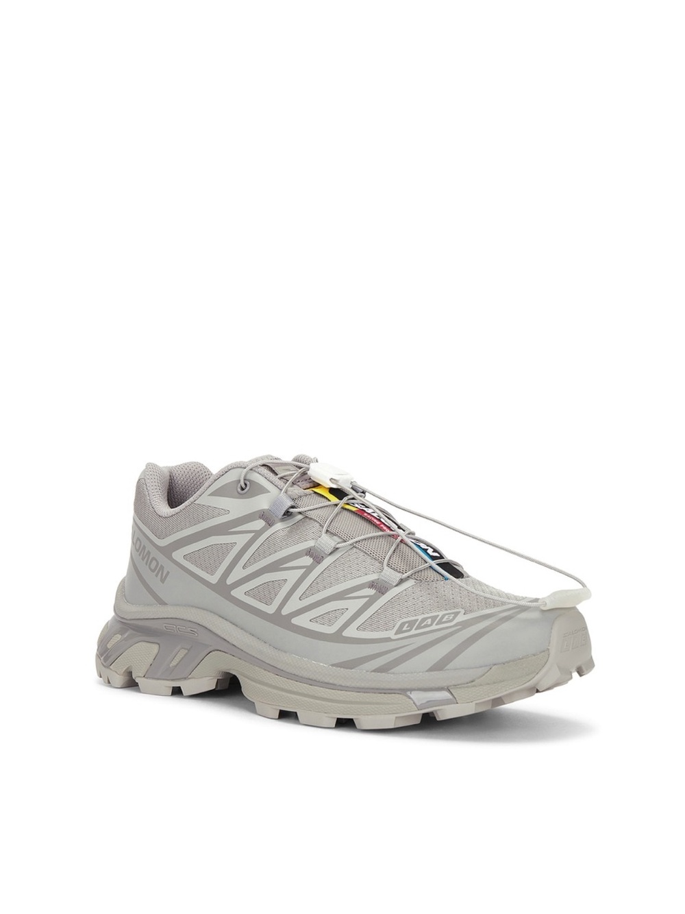 Salomon Light Grey Trail Sneakers with Colored Logo Tabs - Picture 2 of 3